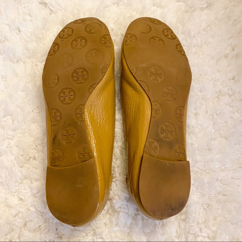 Tory Burch Patent Leather Reva Ballet Flats Sand - Picture 7 of 8